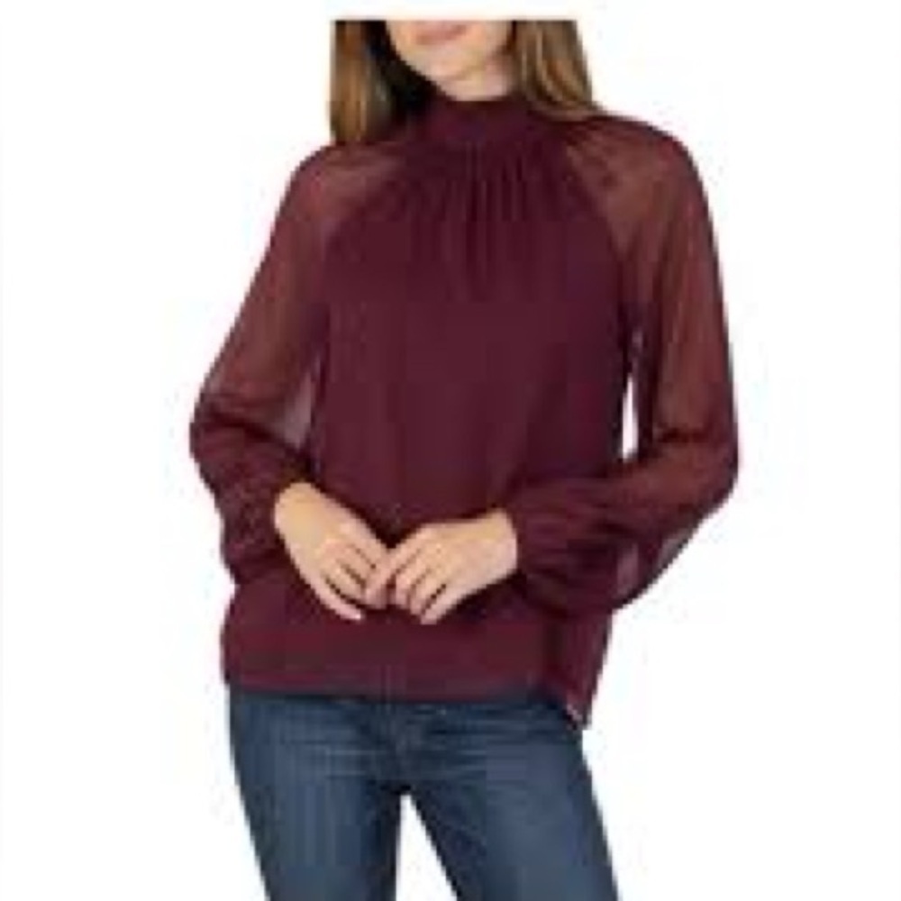 NWT Joie Long Sleeve Smocked Top size Medium (M) in Deep Wine $278 msrp!